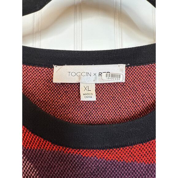 TOCCIN Women's Nora Colorblocked Midi Dress Abstract Multi Bodycon Size XL - Picture 6 of 11